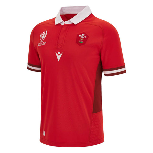 Macron Men's Wales Rugby World Cup 2023 Home Replica Shirt - Red |RWC2023 Replica Shirt | WRU Macron RWC 2023 | Absolute Rugby