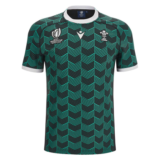 Macron Men's Wales Rugby World Cup 2023 Training Jersey - Black/Turquoise |Training Jersey | WRU Macron RWC 2023 | Absolute Rugby