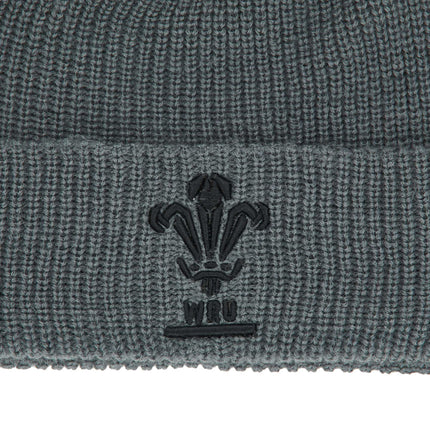 Macron Wales Rugby Bobble Beanie 23/24 - Grey |Beanie | WRU Macron 23/24 | Absolute Rugby