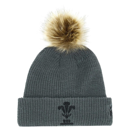 Macron Wales Rugby Bobble Beanie 23/24 - Grey |Beanie | WRU Macron 23/24 | Absolute Rugby