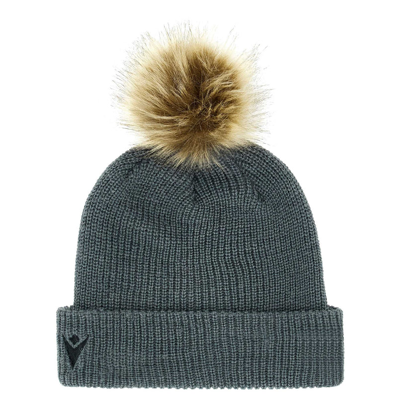 Macron Wales Rugby Bobble Beanie 23/24 - Grey |Beanie | WRU Macron 23/24 | Absolute Rugby