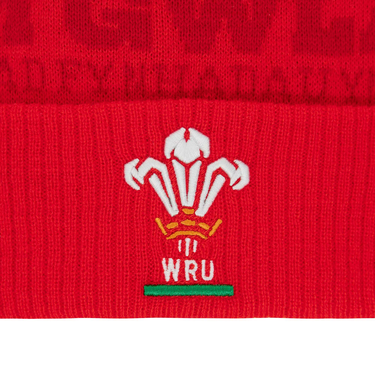 Macron Wales Rugby Bobble Beanie 23/24 - Red |Beanie | WRU Macron 23/24 | Absolute Rugby