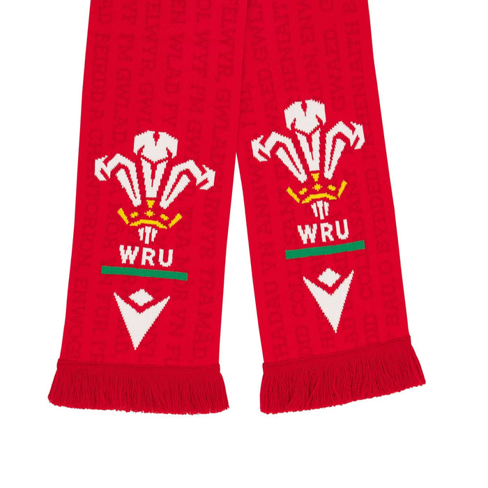 Macron Wales Rugby Double Layer Scarf 23/24 - Red |Scarf | WRU Macron 23/24 | Absolute Rugby