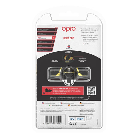 Opro Self Fit Adult Braces + Strap Mouthguard - Black / Gold |Mouthguard | Opro | Absolute Rugby
