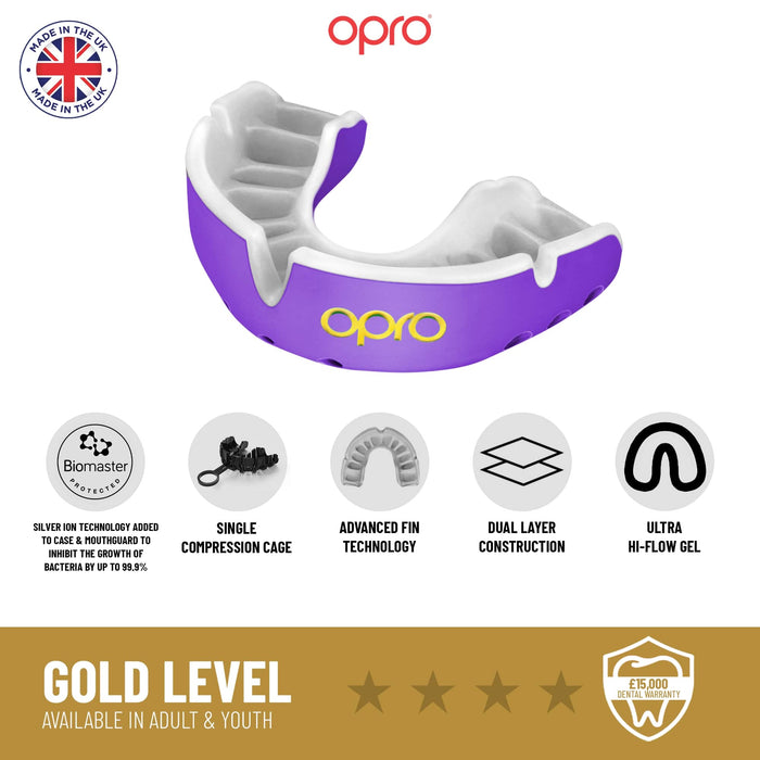OPRO Self - Fit Adult Gold Mouthguard - Blue/Pearl |Mouthguard | Opro | Absolute Rugby