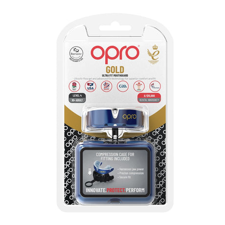 OPRO Self - Fit Adult Gold Mouthguard - Blue/Pearl |Mouthguard | Opro | Absolute Rugby