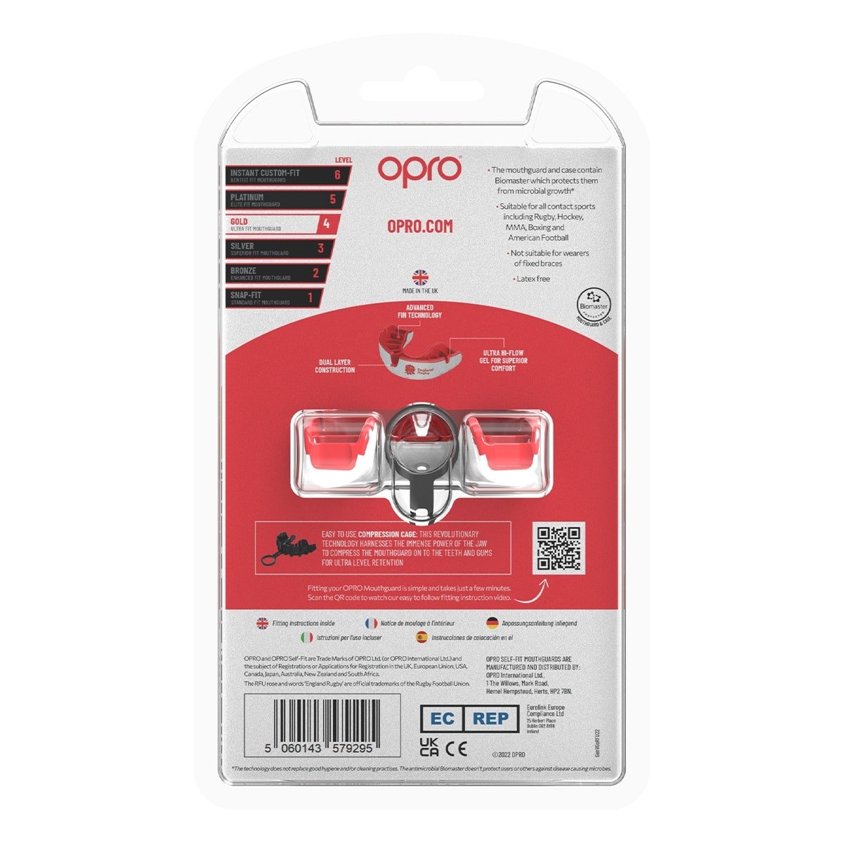OPRO Self - Fit Adult Gold Mouthguard -England RFU |Mouthguard | Opro | Absolute Rugby