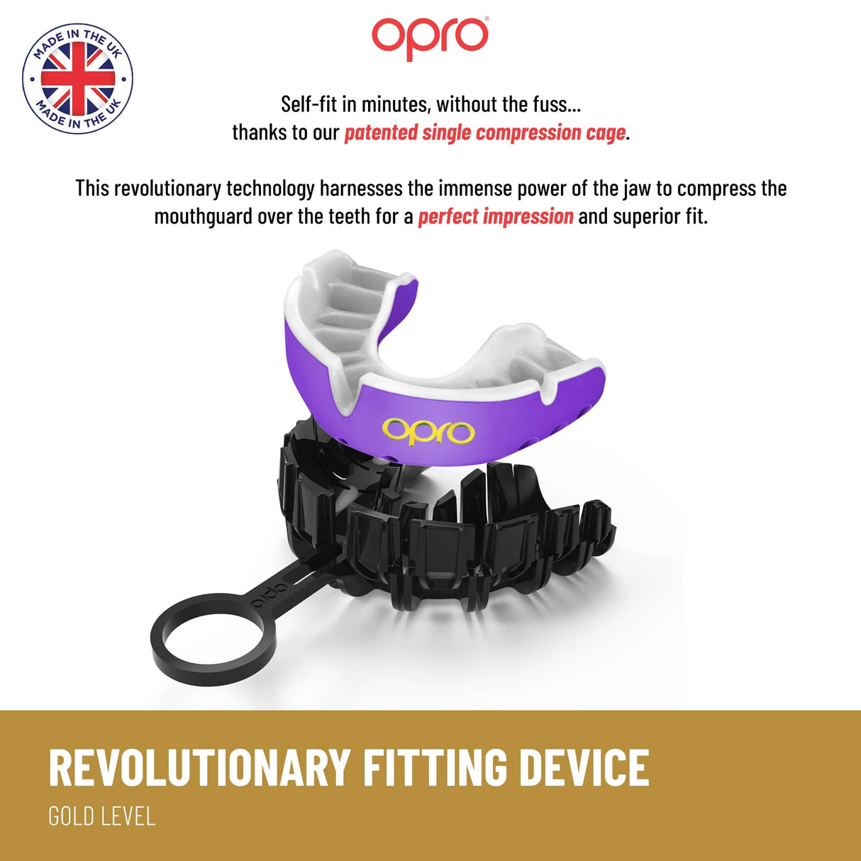 OPRO Self - Fit Adult Gold Mouthguard -England RFU |Mouthguard | Opro | Absolute Rugby