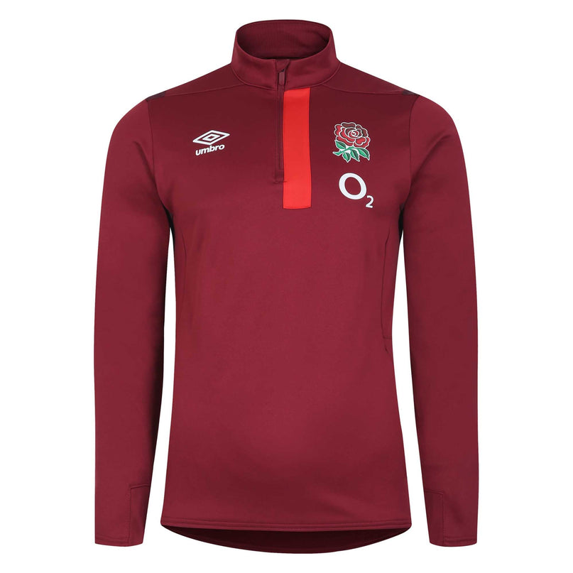 Umbro Men's England Rugby 1/2 Zip Fleece 23/24 - Red |Outerwear | Umbro RFU | Absolute Rugby