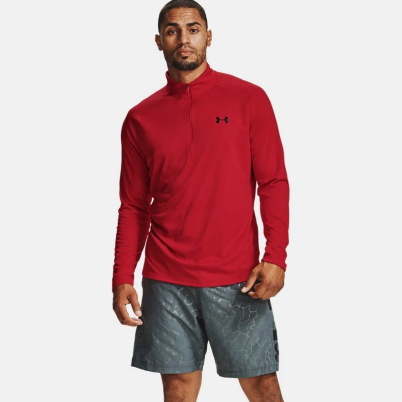 Under Armour Tech 1/2 Zip Top - Red |T-Shirt | Under Armour | Absolute Rugby