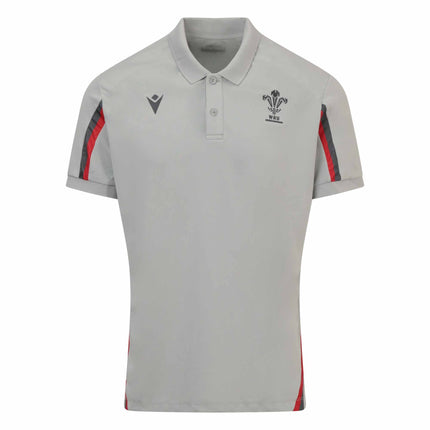 Wales Rugby Travel Poly Polo 22/23 - Grey |Polo Shirt | Macron WRU | Absolute Rugby