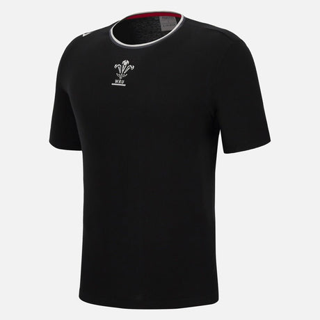 Wales Rugby Travel T-Shirt 22/23 - Black |T-Shirt | Macron WRU | Absolute Rugby