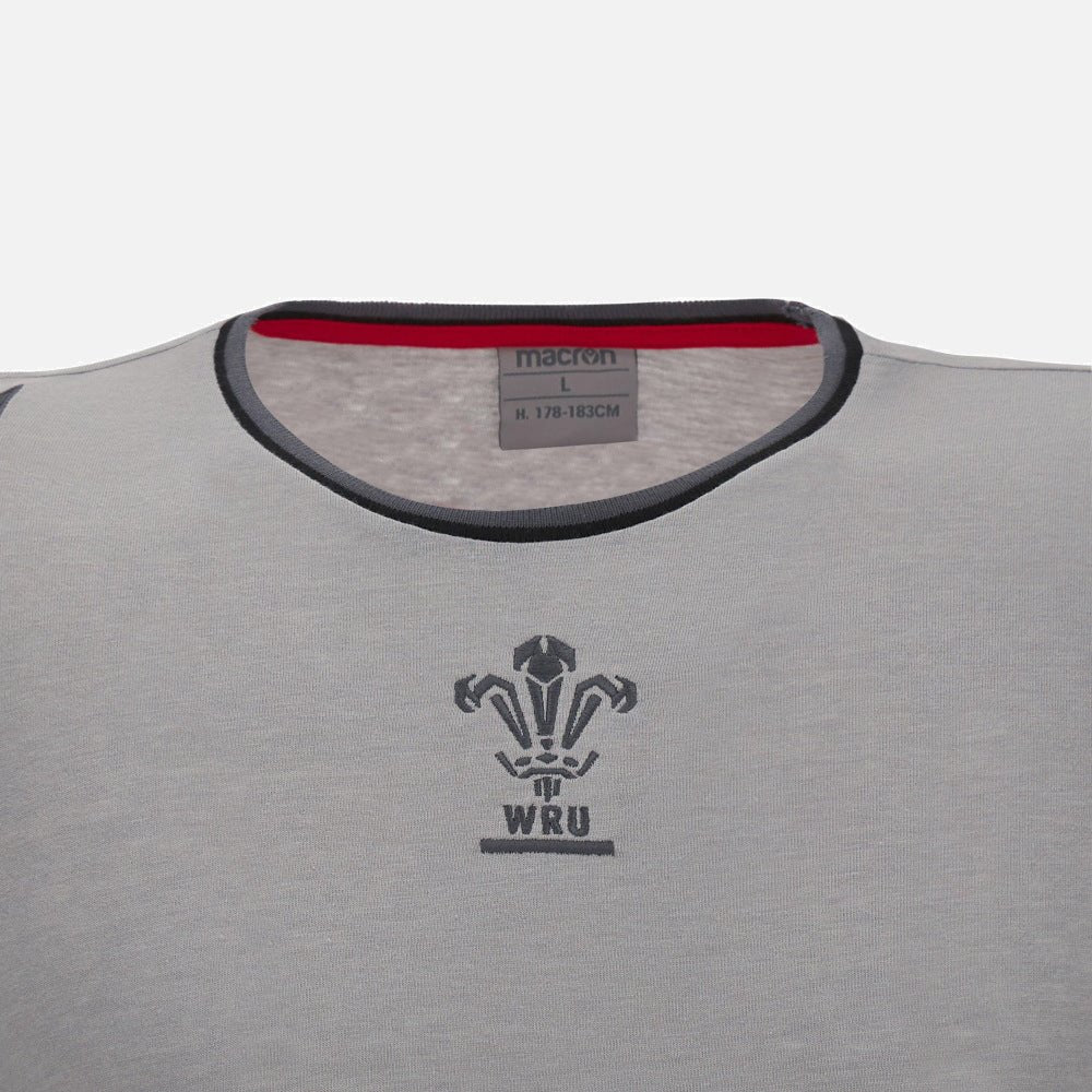 Wales Rugby Travel T-Shirt 22/23 - Grey |T-Shirt | Macron WRU | Absolute Rugby