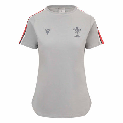 Wales Rugby Womens Travel T-Shirt 22/23 Grey |T-Shirt | Macron WRU | Absolute Rugby